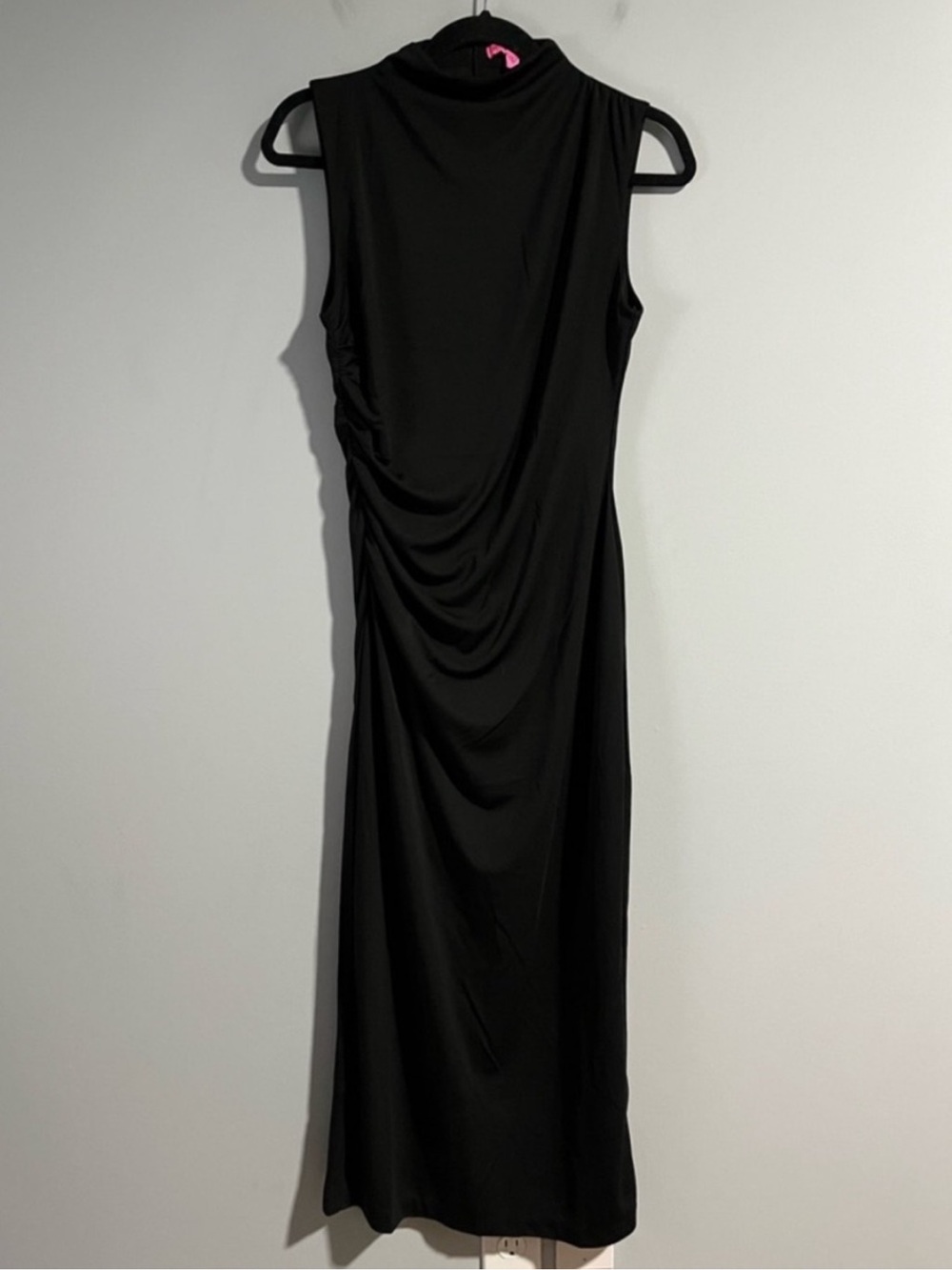 Betsey Johnson Black Ruched Midi Dress